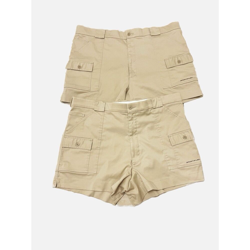 Lot Of 2 Sportif USA Men’s Cargo Boating/Hiking Khaki Tan Shorts Size 42